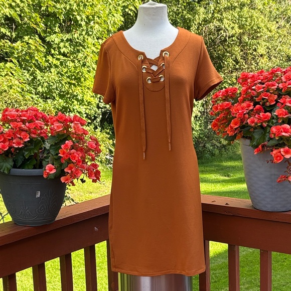 Michael Kors Rust Lace-Up Dress-NWT - Picture 1 of 13